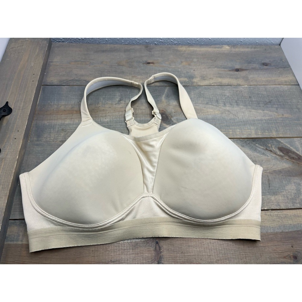 Lucy Sport Bra‎ Size 38DD Nude Tan Wireless Lined T-Shirt Adjustable Straps